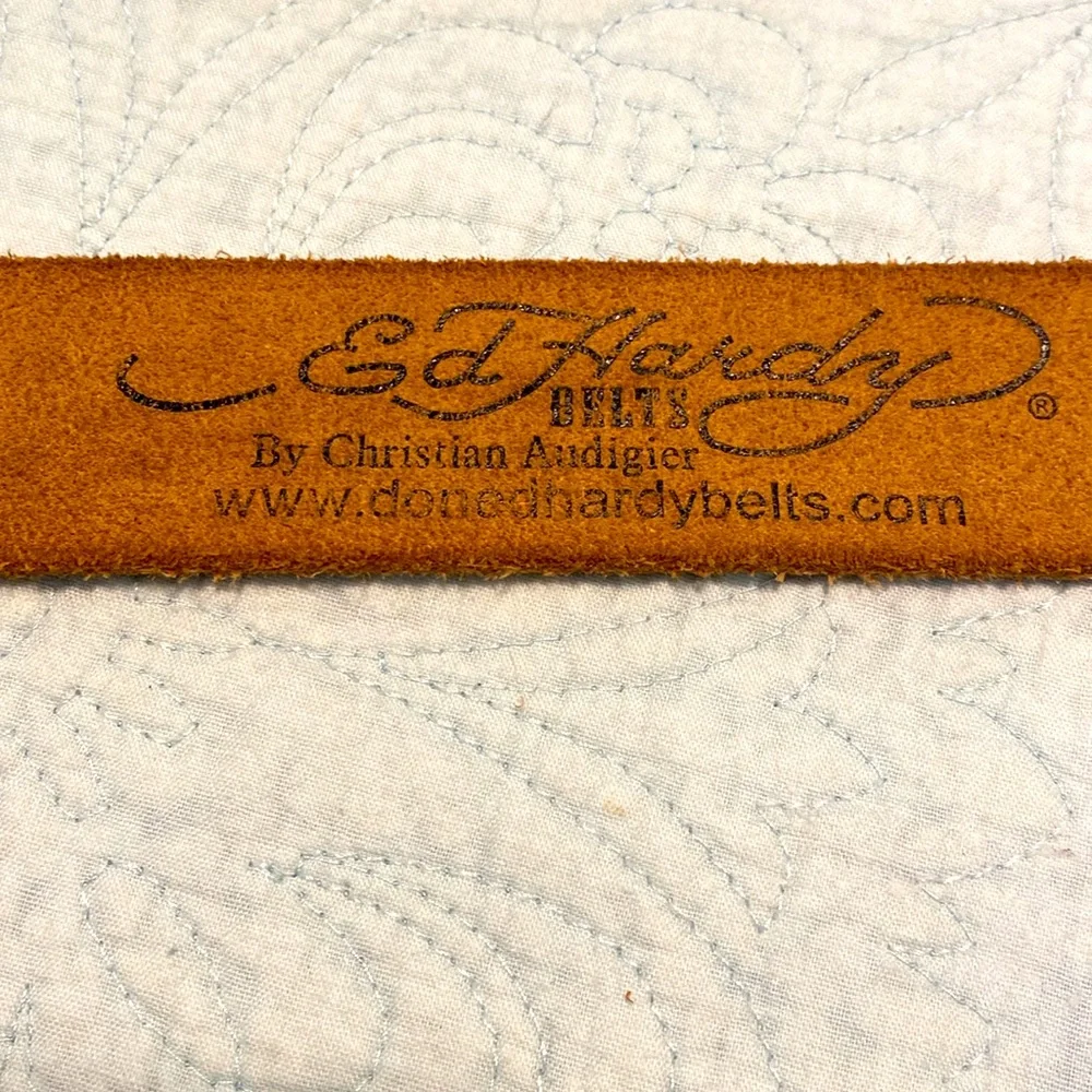 Ed Hardy Vintage Purple Belt with Gold Buckle - Picture 2 of 10